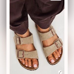 Birkenstock Arizona suede taupe soft footbed sandals  42 (Ladies 11-11.5)